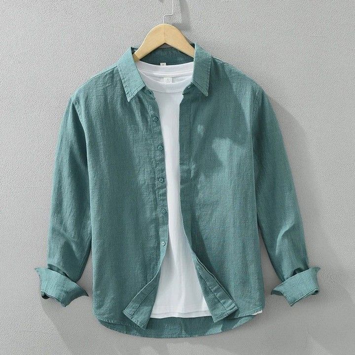 😍 high classic Cotton Linen Shirt for Men…